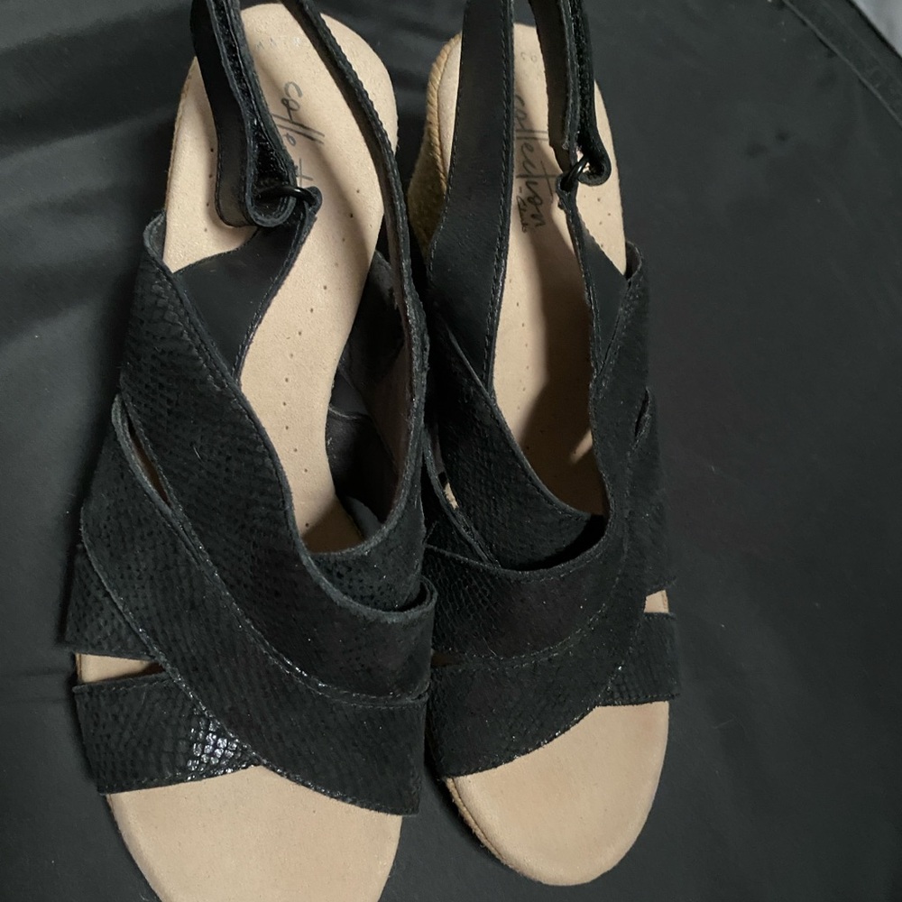 Clarks black wedges women’s 7.5.